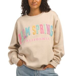 Beige Colorful Letters Oversized Palm Springs Sweater